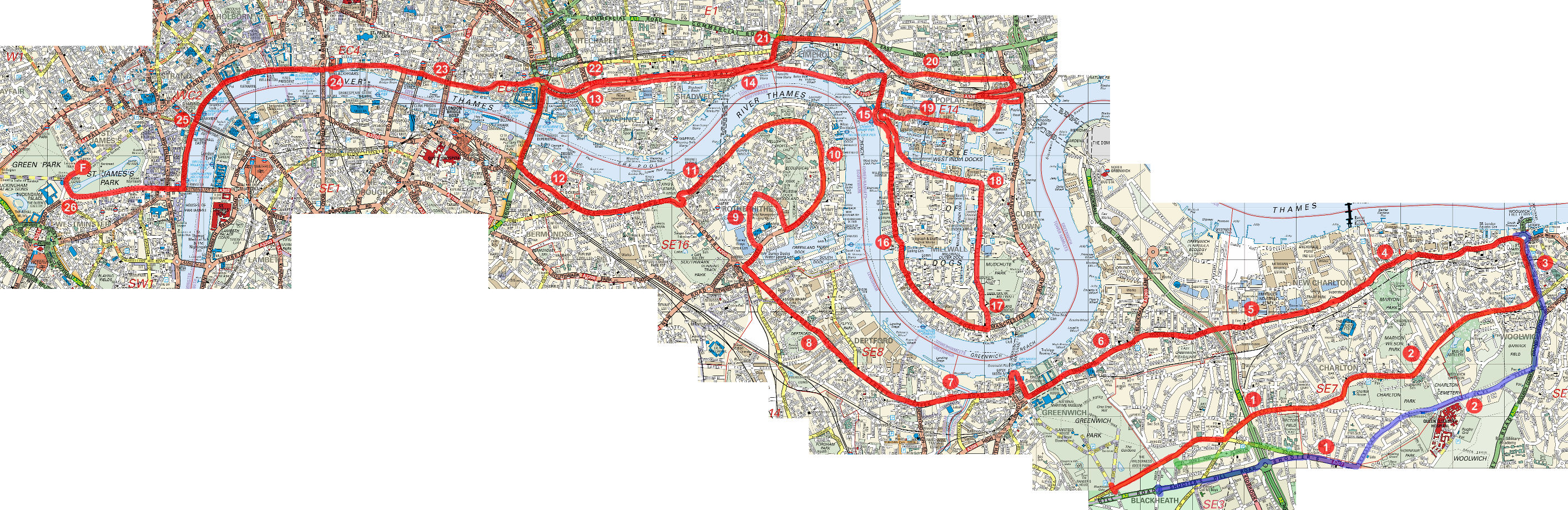 London Marathon course map