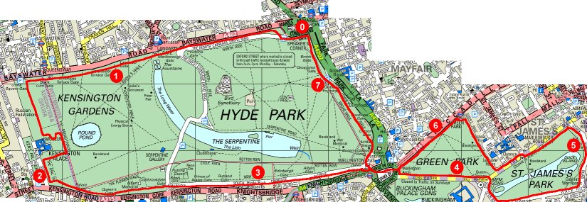 Map of Three Parks - Daylight Route