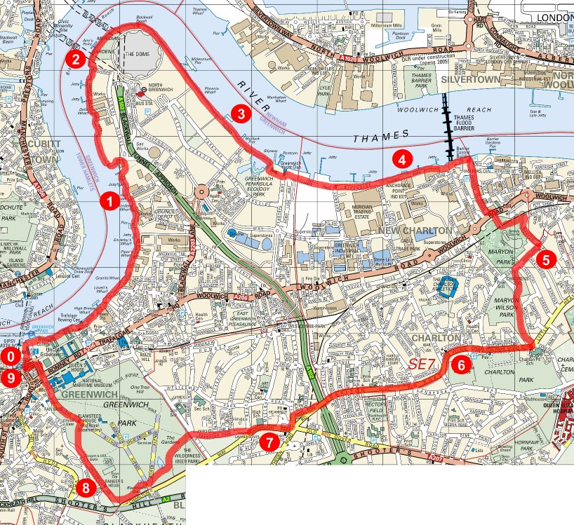 Greenwich route map