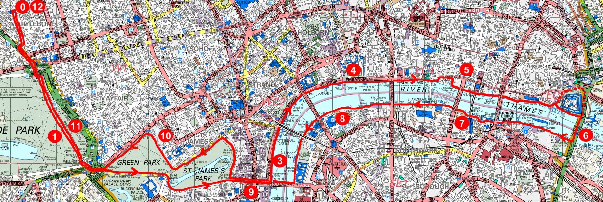 Tower Bridge route map