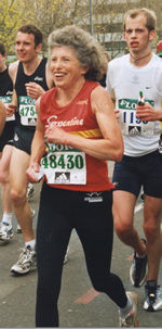 Sue Lambert in 2001 London Marathon