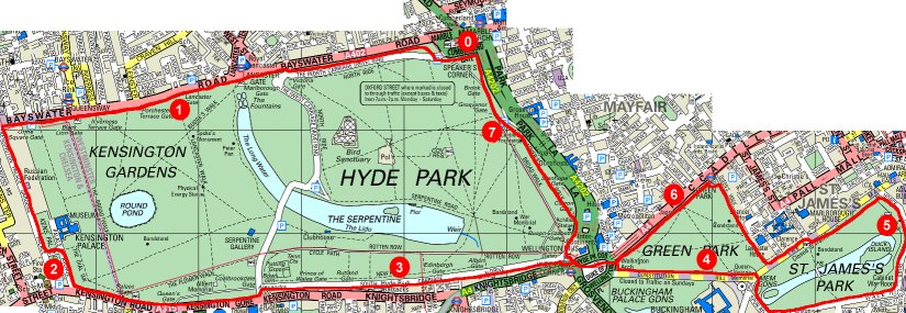 Map of Three Parks - Evening Route