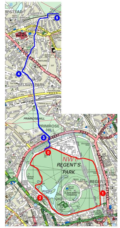 Regents Park and Primrose Hill map