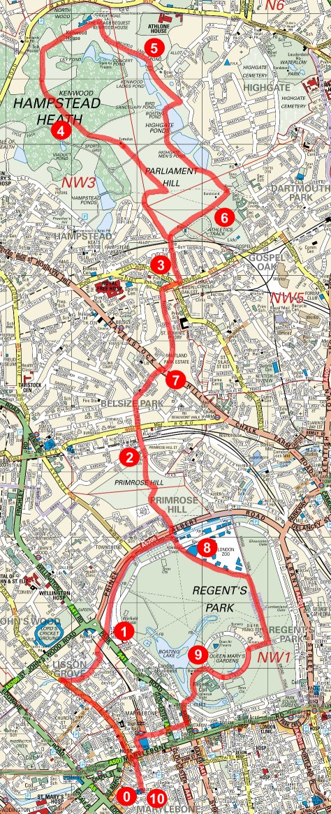 Seymour to Hampstead route map